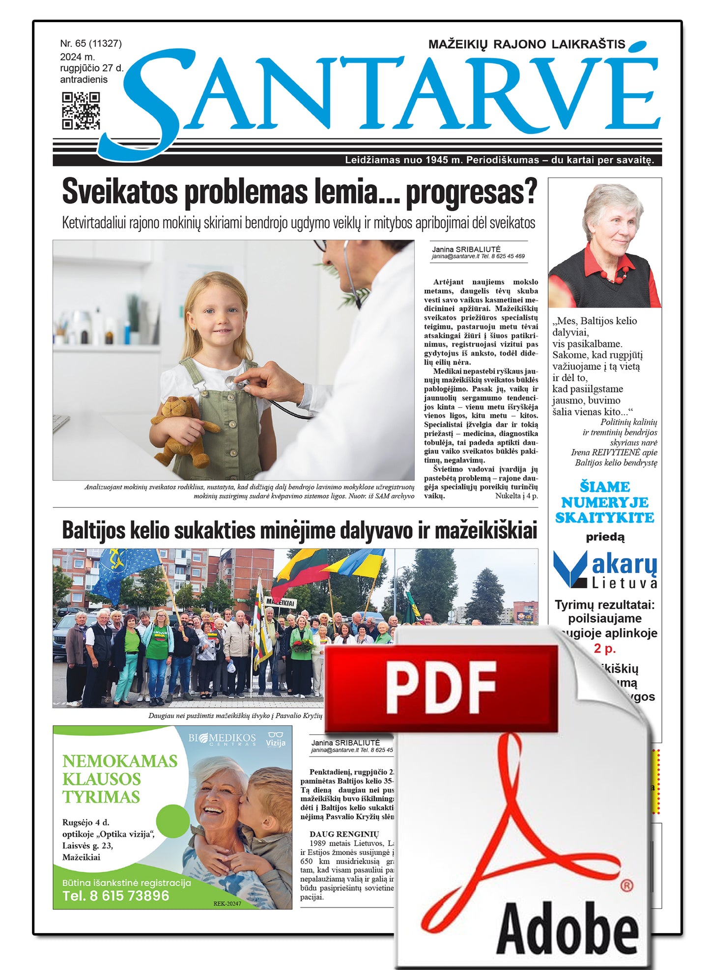 2025 m. 1 mėnesio SANTARVĖS prenumerata PDF formatu fiziniams asmenims