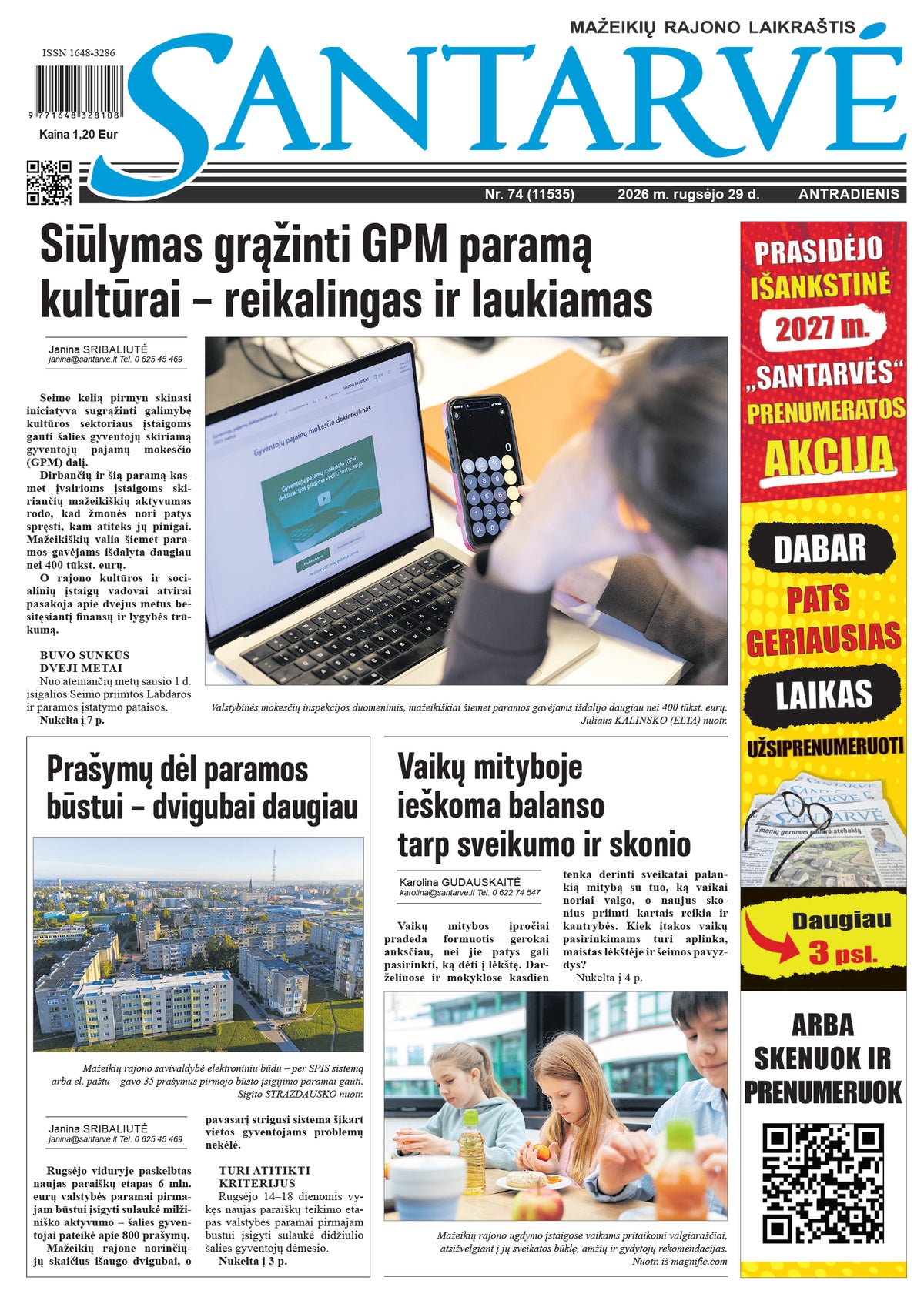 2027 m. SANTARVĖS prenumerata su pristatymu